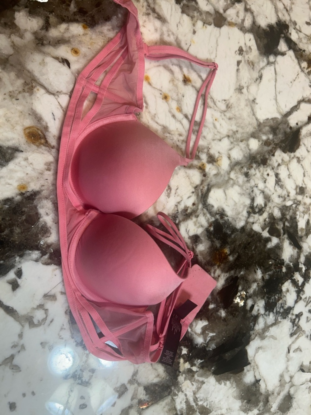 Victoria's Secret Soft Pink Padded Bra with Mesh Insets 32C